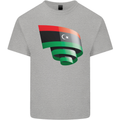 Curled Libya Flag Libyan Day Football Kids T-Shirt Childrens Sports Grey