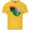 Curled Libya Flag Libyan Day Football Kids T-Shirt Childrens Yellow