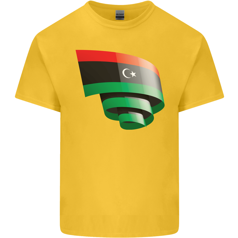 Curled Libya Flag Libyan Day Football Kids T-Shirt Childrens Yellow