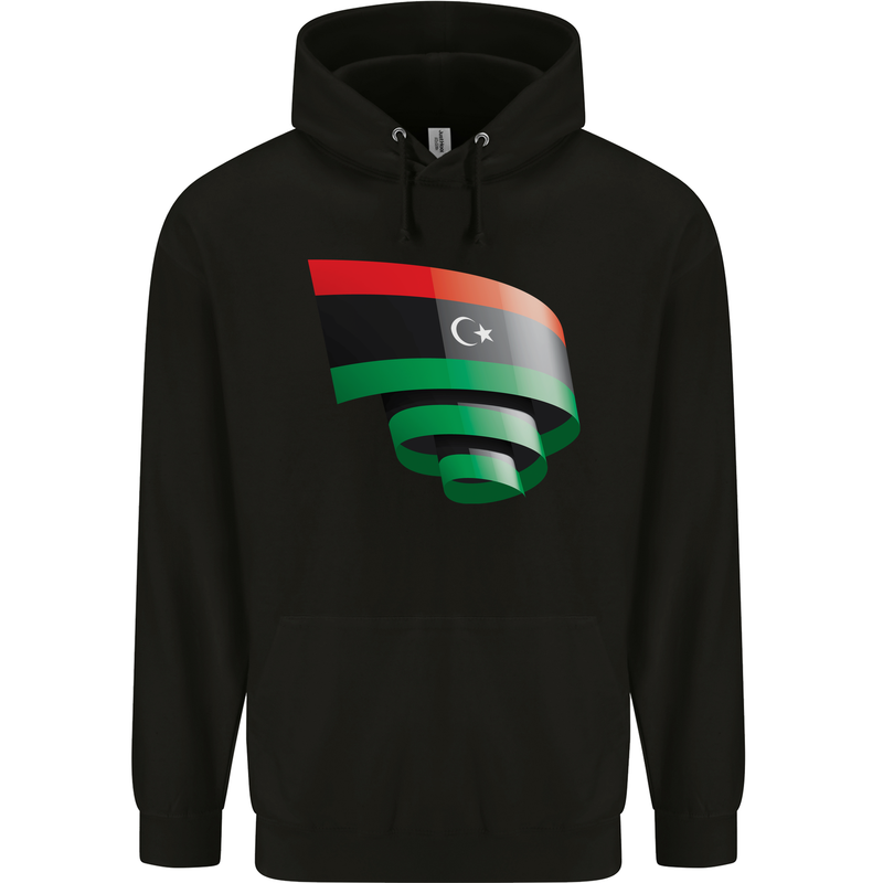 Curled Libya Flag Libyan Day Football Mens 80% Cotton Hoodie Black