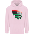 Curled Libya Flag Libyan Day Football Mens 80% Cotton Hoodie Light Pink