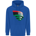 Curled Libya Flag Libyan Day Football Mens 80% Cotton Hoodie Royal Blue