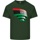 Curled Libya Flag Libyan Day Football Mens Cotton T-Shirt Tee Top Forest Green