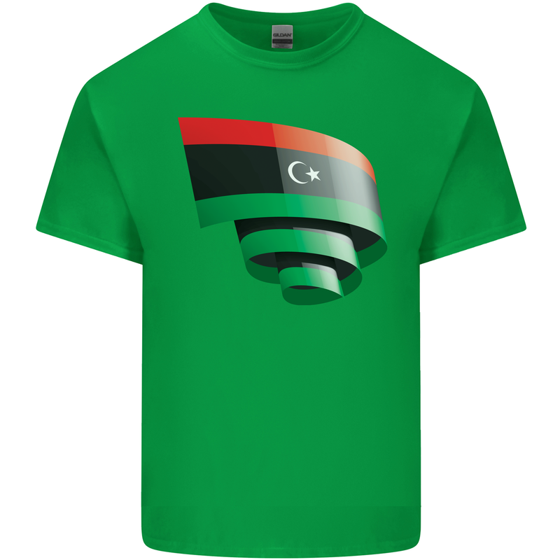 Curled Libya Flag Libyan Day Football Mens Cotton T-Shirt Tee Top Irish Green