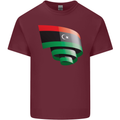 Curled Libya Flag Libyan Day Football Mens Cotton T-Shirt Tee Top Maroon