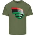 Curled Libya Flag Libyan Day Football Mens Cotton T-Shirt Tee Top Military Green