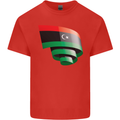 Curled Libya Flag Libyan Day Football Mens Cotton T-Shirt Tee Top Red