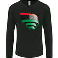 Curled Libya Flag Libyan Day Football Mens Long Sleeve T-Shirt Black