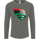 Curled Libya Flag Libyan Day Football Mens Long Sleeve T-Shirt Charcoal