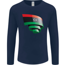 Curled Libya Flag Libyan Day Football Mens Long Sleeve T-Shirt Navy Blue