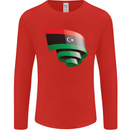 Curled Libya Flag Libyan Day Football Mens Long Sleeve T-Shirt Red