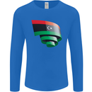 Curled Libya Flag Libyan Day Football Mens Long Sleeve T-Shirt Royal Blue