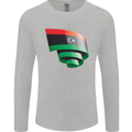 Curled Libya Flag Libyan Day Football Mens Long Sleeve T-Shirt Sports Grey