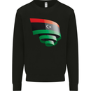 Curled Libya Flag Libyan Day Football Mens Sweatshirt Jumper Black