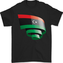 Curled Libya Flag Libyan Day Football Mens T-Shirt 100% Cotton Black