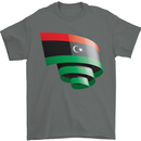 Curled Libya Flag Libyan Day Football Mens T-Shirt 100% Cotton Charcoal
