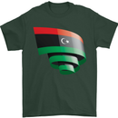 Curled Libya Flag Libyan Day Football Mens T-Shirt 100% Cotton Forest Green
