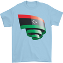 Curled Libya Flag Libyan Day Football Mens T-Shirt 100% Cotton Light Blue