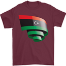 Curled Libya Flag Libyan Day Football Mens T-Shirt 100% Cotton Maroon