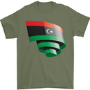Curled Libya Flag Libyan Day Football Mens T-Shirt 100% Cotton Military Green