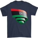 Curled Libya Flag Libyan Day Football Mens T-Shirt 100% Cotton Navy Blue