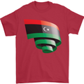 Curled Libya Flag Libyan Day Football Mens T-Shirt 100% Cotton Red
