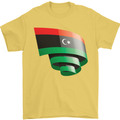 Curled Libya Flag Libyan Day Football Mens T-Shirt 100% Cotton Yellow