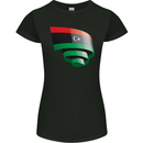 Curled Libya Flag Libyan Day Football Womens Petite Cut T-Shirt Black