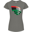 Curled Libya Flag Libyan Day Football Womens Petite Cut T-Shirt Charcoal