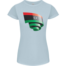 Curled Libya Flag Libyan Day Football Womens Petite Cut T-Shirt Light Blue