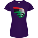 Curled Libya Flag Libyan Day Football Womens Petite Cut T-Shirt Purple