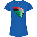 Curled Libya Flag Libyan Day Football Womens Petite Cut T-Shirt Royal Blue
