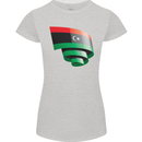 Curled Libya Flag Libyan Day Football Womens Petite Cut T-Shirt Sports Grey