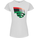 Curled Libya Flag Libyan Day Football Womens Petite Cut T-Shirt White