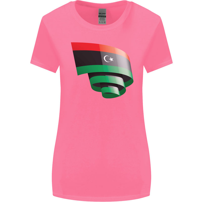 Curled Libya Flag Libyan Day Football Womens Wider Cut T-Shirt Azalea