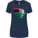 Curled Libya Flag Libyan Day Football Womens Wider Cut T-Shirt Navy Blue