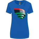 Curled Libya Flag Libyan Day Football Womens Wider Cut T-Shirt Royal Blue