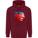 Curled Liechtenstein Flag Liechtensteiner Day Football Childrens Kids Hoodie Maroon