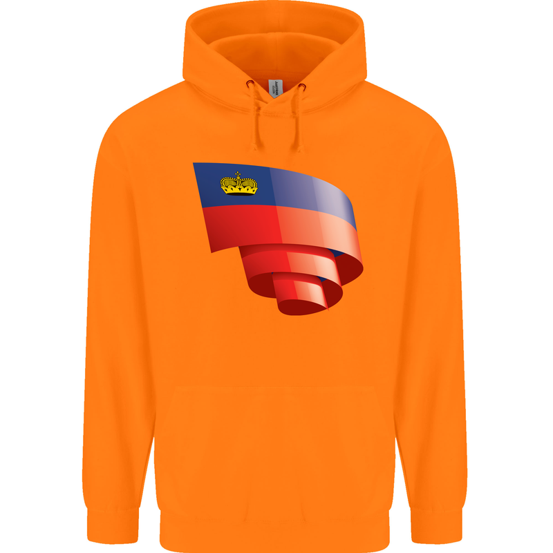 Curled Liechtenstein Flag Liechtensteiner Day Football Childrens Kids Hoodie Orange