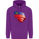 Curled Liechtenstein Flag Liechtensteiner Day Football Childrens Kids Hoodie Purple