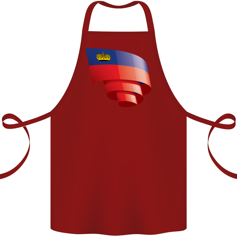 Curled Liechtenstein Flag Liechtensteiner Day Football Cotton Apron 100% Organic Maroon