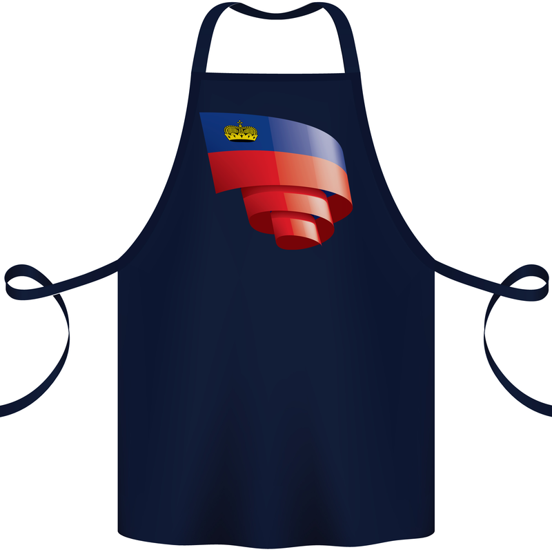 Curled Liechtenstein Flag Liechtensteiner Day Football Cotton Apron 100% Organic Navy Blue