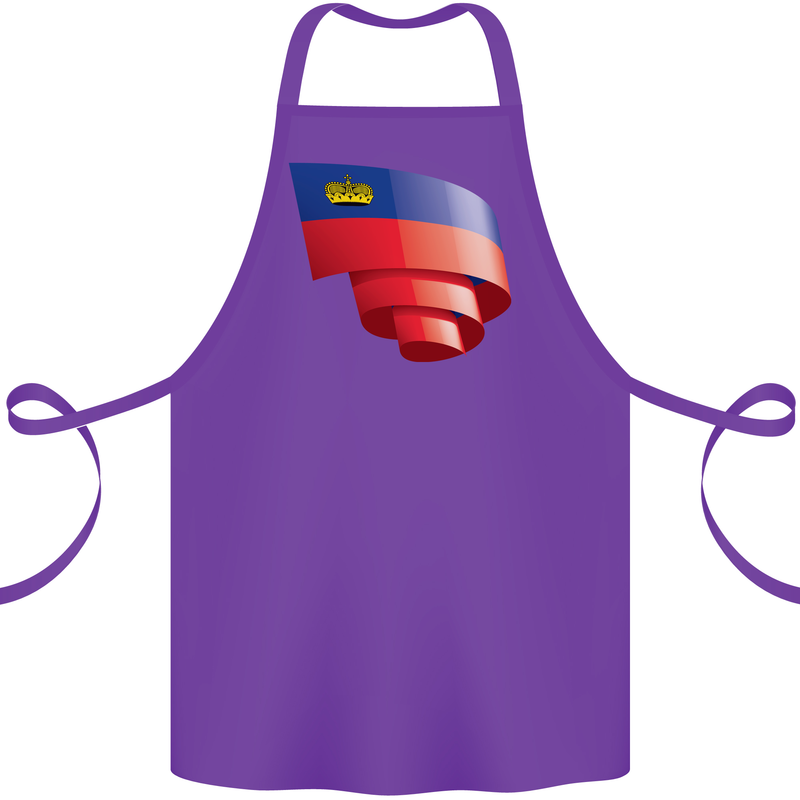 Curled Liechtenstein Flag Liechtensteiner Day Football Cotton Apron 100% Organic Purple