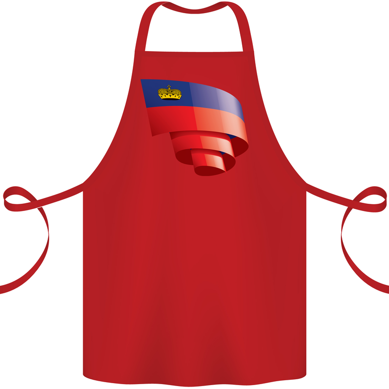 Curled Liechtenstein Flag Liechtensteiner Day Football Cotton Apron 100% Organic Red