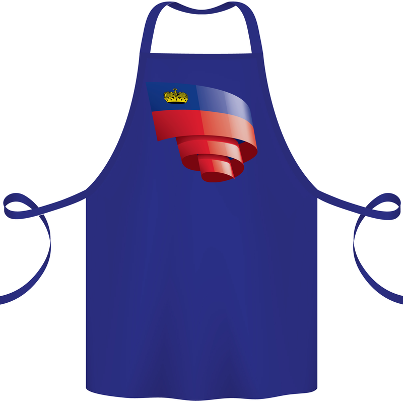 Curled Liechtenstein Flag Liechtensteiner Day Football Cotton Apron 100% Organic Royal Blue