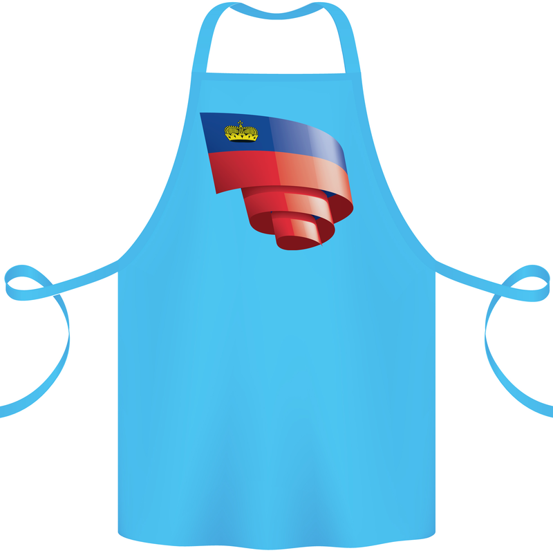 Curled Liechtenstein Flag Liechtensteiner Day Football Cotton Apron 100% Organic Turquoise