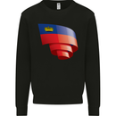 Curled Liechtenstein Flag Liechtensteiner Day Football Kids Sweatshirt Jumper Black