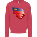 Curled Liechtenstein Flag Liechtensteiner Day Football Kids Sweatshirt Jumper Heliconia