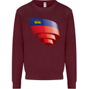 Curled Liechtenstein Flag Liechtensteiner Day Football Kids Sweatshirt Jumper Maroon