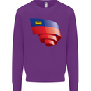 Curled Liechtenstein Flag Liechtensteiner Day Football Kids Sweatshirt Jumper Purple